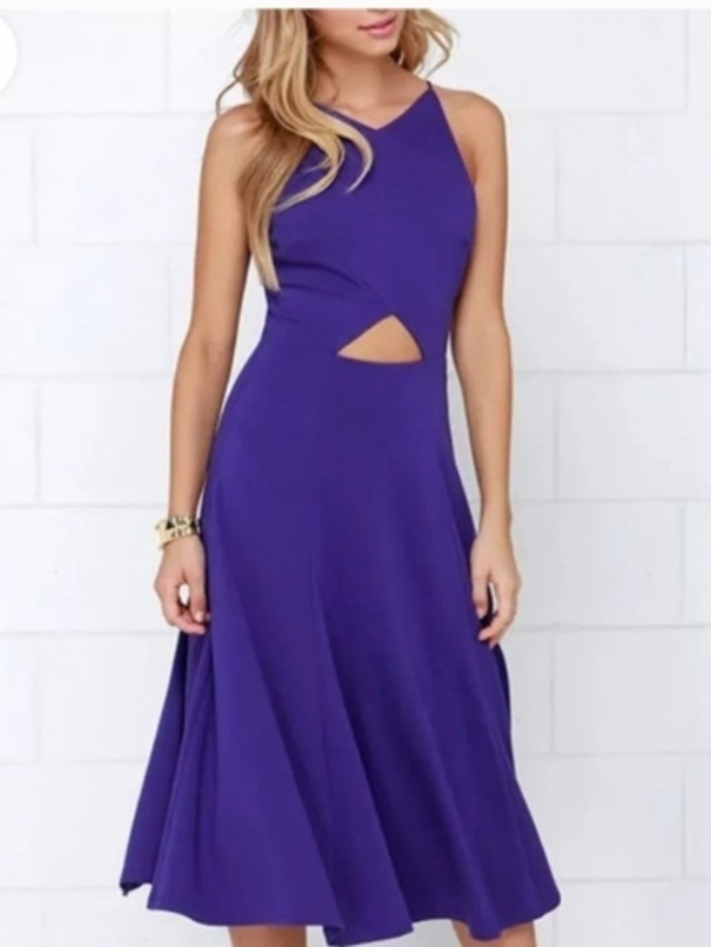 Lulus Women's Drops Of Jupiter Cutout Indigo Sleeveless Dress, XS